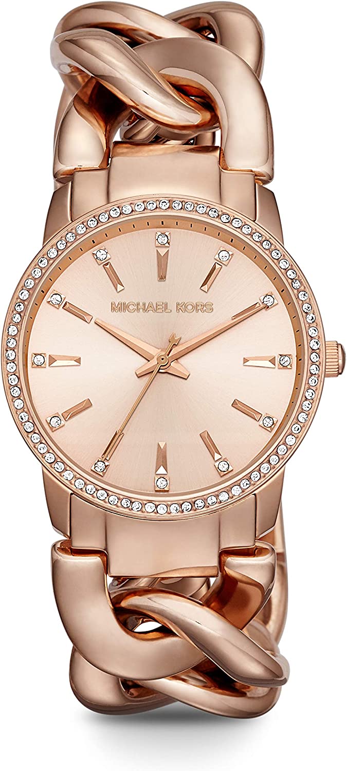 230816062224761_1 Michael Kors Women's Lady Nini Chain Watch, 3 Hand Quartz Movement with Crystal Bezel - Image 1